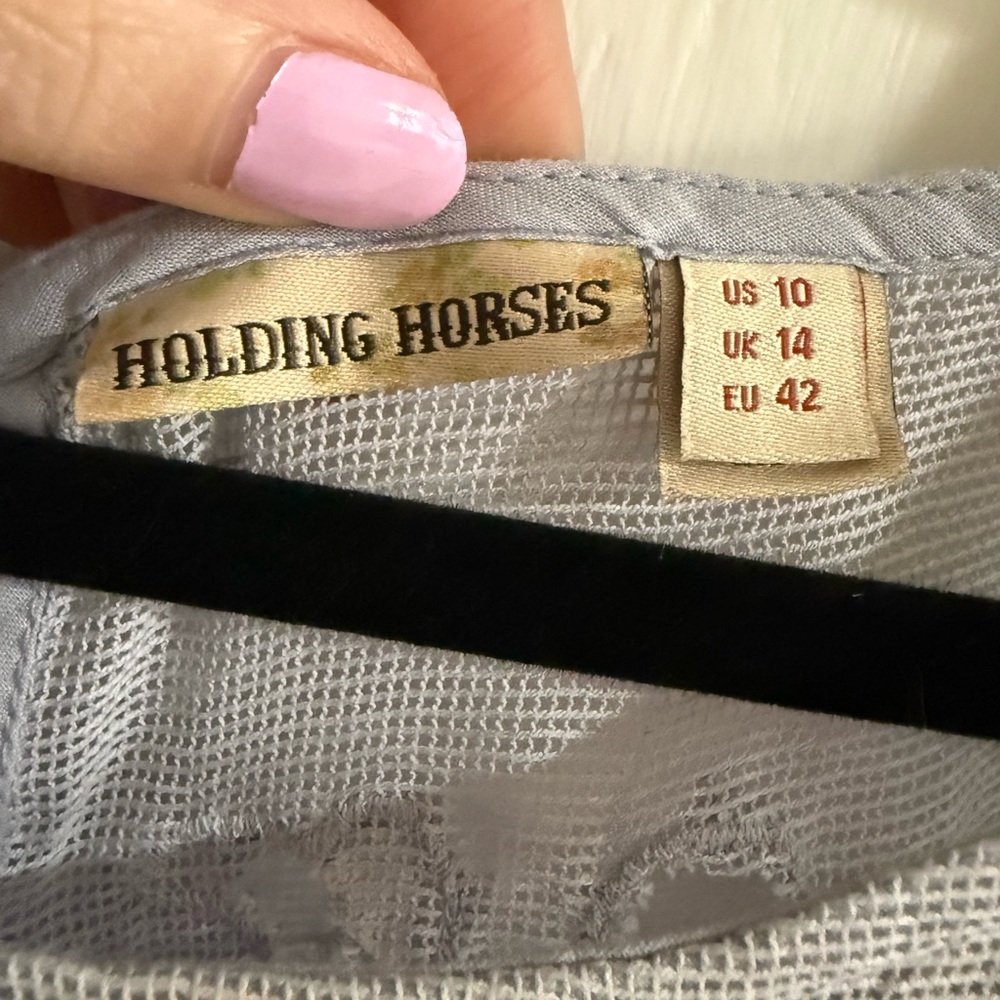 Anthropologie Holding Horses Magnolia Lace Dress Lilac US 10 Boho Lace Mini - Picture 11 of 13